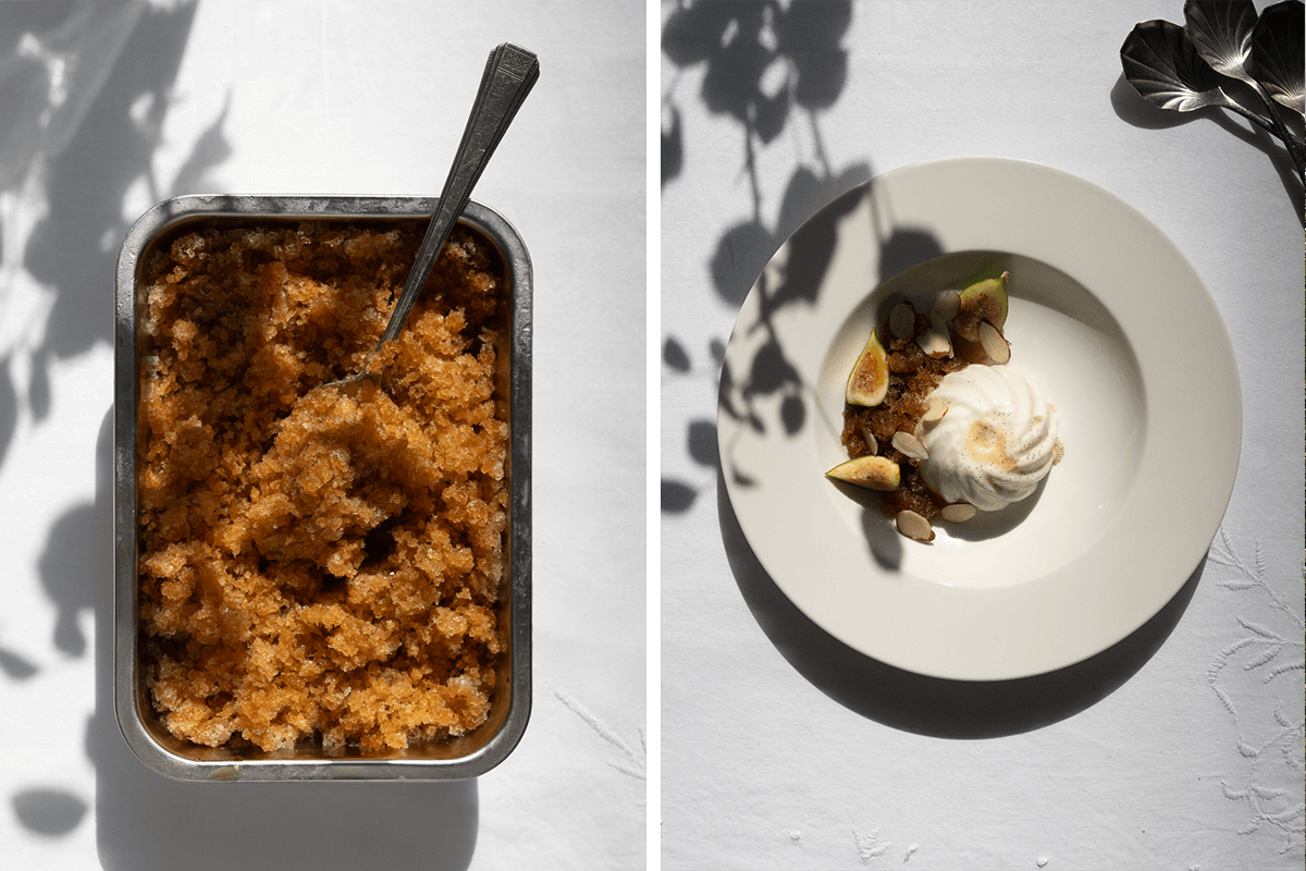 Almond Panna Cotta & Espresso Granita